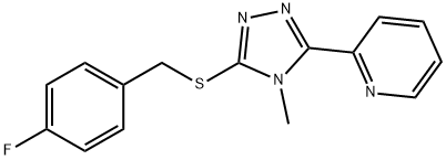 2-[5-[(4-fluorophenyl)methylsulfanyl]-4-methyl-1,2,4-triazol-3-yl]pyridine Struktur