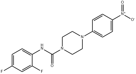 N-(2,4-difluorophenyl)-4-(4-nitrophenyl)piperazine-1-carboxamide Struktur