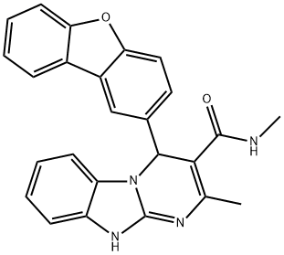 4-dibenzofuran-2-yl-N,2-dimethyl-1,4-dihydropyrimido[1,2-a]benzimidazole-3-carboxamide Struktur