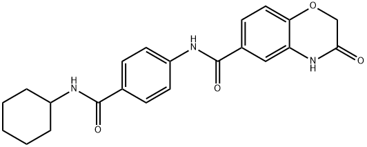 N-[4-(cyclohexylcarbamoyl)phenyl]-3-oxo-4H-1,4-benzoxazine-6-carboxamide Struktur