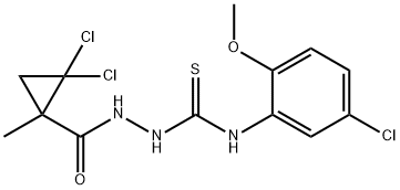 1-(5-chloro-2-methoxyphenyl)-3-[(2,2-dichloro-1-methylcyclopropanecarbonyl)amino]thiourea Struktur