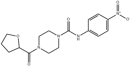 N-(4-nitrophenyl)-4-(oxolane-2-carbonyl)piperazine-1-carboxamide Struktur