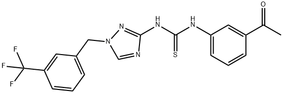 1-(3-acetylphenyl)-3-[1-[[3-(trifluoromethyl)phenyl]methyl]-1,2,4-triazol-3-yl]thiourea Struktur