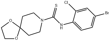 N-(4-bromo-2-chlorophenyl)-1,4-dioxa-8-azaspiro[4.5]decane-8-carbothioamide Struktur