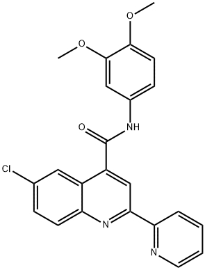 6-chloro-N-(3,4-dimethoxyphenyl)-2-pyridin-2-ylquinoline-4-carboxamide Struktur