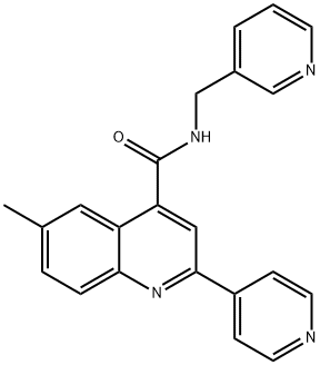 6-methyl-2-pyridin-4-yl-N-(pyridin-3-ylmethyl)quinoline-4-carboxamide Struktur