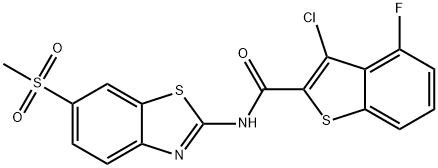 3-chloro-4-fluoro-N-(6-methylsulfonyl-1,3-benzothiazol-2-yl)-1-benzothiophene-2-carboxamide Struktur