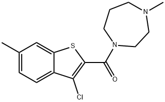 (3-chloro-6-methyl-1-benzothiophen-2-yl)-(4-methyl-1,4-diazepan-1-yl)methanone Struktur