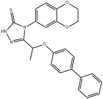 4-(2,3-dihydro-1,4-benzodioxin-6-yl)-3-[1-(4-phenylphenoxy)ethyl]-1H-1,2,4-triazole-5-thione Struktur