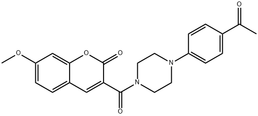 3-[4-(4-acetylphenyl)piperazine-1-carbonyl]-7-methoxychromen-2-one Struktur