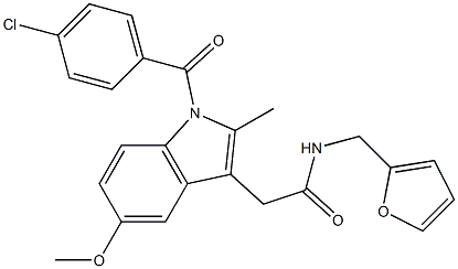 2-[1-(4-chlorobenzoyl)-5-methoxy-2-methylindol-3-yl]-N-(furan-2-ylmethyl)acetamide Struktur