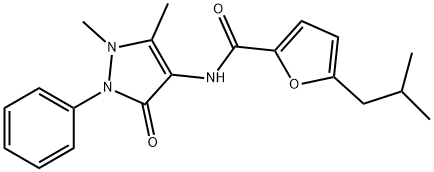 N-(1,5-dimethyl-3-oxo-2-phenylpyrazol-4-yl)-5-(2-methylpropyl)furan-2-carboxamide Struktur