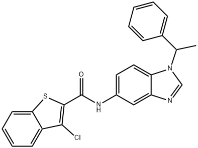 3-chloro-N-[1-(1-phenylethyl)benzimidazol-5-yl]-1-benzothiophene-2-carboxamide Struktur