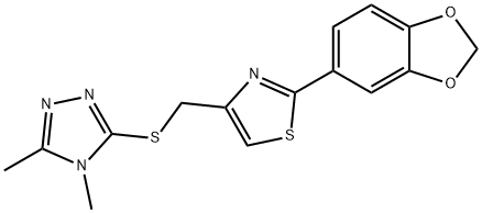 2-(1,3-benzodioxol-5-yl)-4-[(4,5-dimethyl-1,2,4-triazol-3-yl)sulfanylmethyl]-1,3-thiazole Struktur