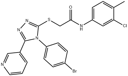 2-[[4-(4-bromophenyl)-5-pyridin-3-yl-1,2,4-triazol-3-yl]sulfanyl]-N-(3-chloro-4-methylphenyl)acetamide Struktur