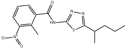 2-methyl-3-nitro-N-(5-pentan-2-yl-1,3,4-thiadiazol-2-yl)benzamide Struktur