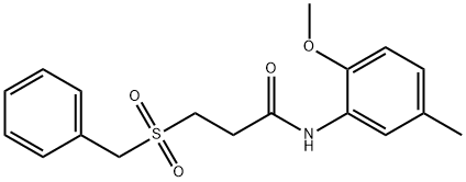 3-benzylsulfonyl-N-(2-methoxy-5-methylphenyl)propanamide Struktur