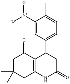 7,7-dimethyl-4-(4-methyl-3-nitrophenyl)-3,4,6,8-tetrahydro-1H-quinoline-2,5-dione Struktur