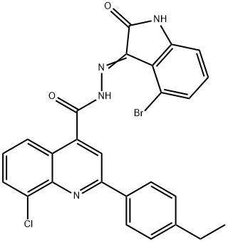 N'-(4-bromo-2-oxoindol-3-yl)-8-chloro-2-(4-ethylphenyl)quinoline-4-carbohydrazide Struktur