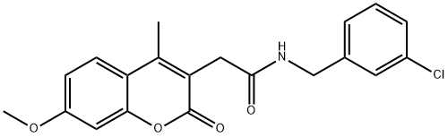 N-[(3-chlorophenyl)methyl]-2-(7-methoxy-4-methyl-2-oxochromen-3-yl)acetamide Struktur