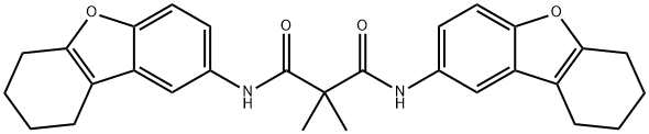 2,2-dimethyl-N,N'-bis(6,7,8,9-tetrahydrodibenzofuran-2-yl)propanediamide Struktur