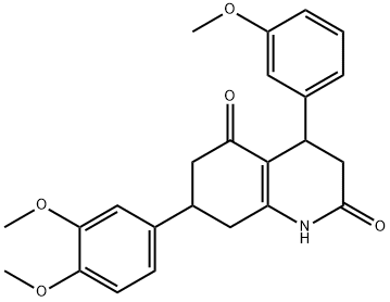 7-(3,4-dimethoxyphenyl)-4-(3-methoxyphenyl)-1,3,4,6,7,8-hexahydroquinoline-2,5-dione Struktur