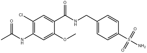 4-acetamido-5-chloro-2-methoxy-N-[(4-sulfamoylphenyl)methyl]benzamide Struktur