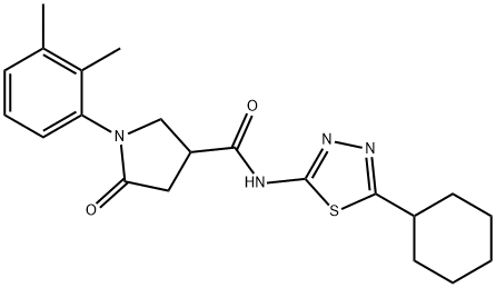 N-(5-cyclohexyl-1,3,4-thiadiazol-2-yl)-1-(2,3-dimethylphenyl)-5-oxopyrrolidine-3-carboxamide Struktur