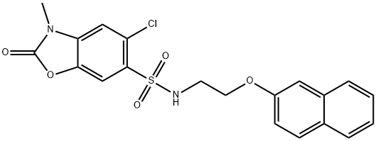 5-chloro-3-methyl-N-(2-naphthalen-2-yloxyethyl)-2-oxo-1,3-benzoxazole-6-sulfonamide Struktur