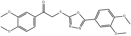 1-(3,4-dimethoxyphenyl)-2-[[5-(3,4-dimethoxyphenyl)-1,3,4-oxadiazol-2-yl]sulfanyl]ethanone Struktur