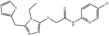 N-(5-chloropyridin-2-yl)-2-[[4-ethyl-5-(thiophen-2-ylmethyl)-1,2,4-triazol-3-yl]sulfanyl]acetamide Struktur