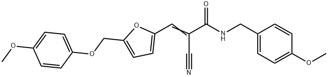 (E)-2-cyano-3-[5-[(4-methoxyphenoxy)methyl]furan-2-yl]-N-[(4-methoxyphenyl)methyl]prop-2-enamide Struktur