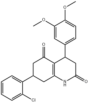 7-(2-chlorophenyl)-4-(3,4-dimethoxyphenyl)-1,3,4,6,7,8-hexahydroquinoline-2,5-dione Struktur