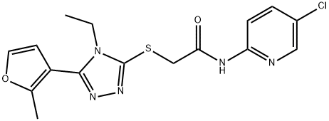 N-(5-chloropyridin-2-yl)-2-[[4-ethyl-5-(2-methylfuran-3-yl)-1,2,4-triazol-3-yl]sulfanyl]acetamide Struktur