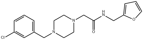 2-[4-[(3-chlorophenyl)methyl]piperazin-1-yl]-N-(furan-2-ylmethyl)acetamide Struktur