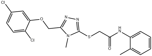 2-[[5-[(2,5-dichlorophenoxy)methyl]-4-methyl-1,2,4-triazol-3-yl]sulfanyl]-N-(2-methylphenyl)acetamide Struktur