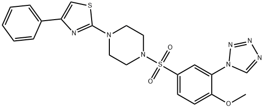 2-[4-[4-methoxy-3-(tetrazol-1-yl)phenyl]sulfonylpiperazin-1-yl]-4-phenyl-1,3-thiazole Struktur