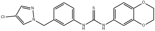 1-[3-[(4-chloropyrazol-1-yl)methyl]phenyl]-3-(2,3-dihydro-1,4-benzodioxin-6-yl)thiourea Struktur