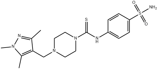 N-(4-sulfamoylphenyl)-4-[(1,3,5-trimethylpyrazol-4-yl)methyl]piperazine-1-carbothioamide Struktur