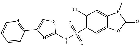 5-chloro-3-methyl-2-oxo-N-(4-pyridin-2-yl-1,3-thiazol-2-yl)-1,3-benzoxazole-6-sulfonamide Struktur