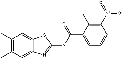 N-(5,6-dimethyl-1,3-benzothiazol-2-yl)-2-methyl-3-nitrobenzamide Struktur