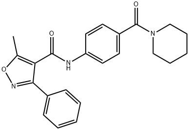 5-methyl-3-phenyl-N-[4-(piperidine-1-carbonyl)phenyl]-1,2-oxazole-4-carboxamide Struktur