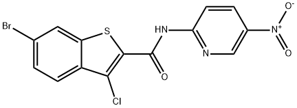 6-bromo-3-chloro-N-(5-nitropyridin-2-yl)-1-benzothiophene-2-carboxamide Struktur