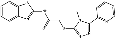 N-(1,3-benzothiazol-2-yl)-2-[(4-methyl-5-pyridin-2-yl-1,2,4-triazol-3-yl)sulfanyl]acetamide Struktur