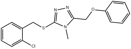 3-[(2-chlorophenyl)methylsulfanyl]-4-methyl-5-(phenoxymethyl)-1,2,4-triazole Struktur