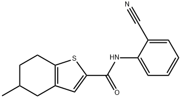 N-(2-cyanophenyl)-5-methyl-4,5,6,7-tetrahydro-1-benzothiophene-2-carboxamide Struktur