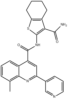 N-(3-carbamoyl-4,5,6,7-tetrahydro-1-benzothiophen-2-yl)-8-methyl-2-pyridin-3-ylquinoline-4-carboxamide Struktur