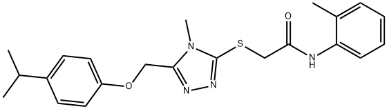 N-(2-methylphenyl)-2-[[4-methyl-5-[(4-propan-2-ylphenoxy)methyl]-1,2,4-triazol-3-yl]sulfanyl]acetamide Struktur