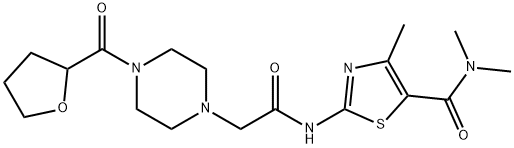 N,N,4-trimethyl-2-[[2-[4-(oxolane-2-carbonyl)piperazin-1-yl]acetyl]amino]-1,3-thiazole-5-carboxamide Struktur