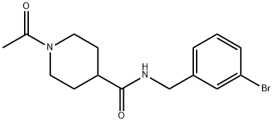 1-acetyl-N-[(3-bromophenyl)methyl]piperidine-4-carboxamide Struktur